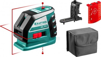 Нивелир лазерный ЗУБР KRAFTOOL CL-70 №2, 20 м/70 м, IP54, точн. +/-0,2 мм/м, держатель