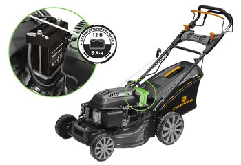 Газонокосилка бензиновая CARVER LMG-3653DMSE-VS (3,6 кВт, шир. 51 см, колеса 8"/11", травосб. 65 л, мульч., 4 скор., б/выбр., эл/ст)